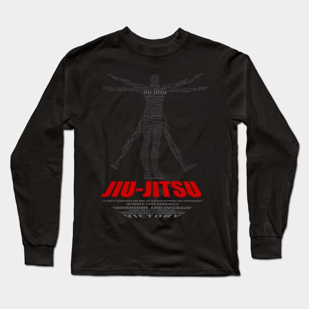 jiu-jitsu Vitruvian man word art Long Sleeve T-Shirt by huwagpobjj